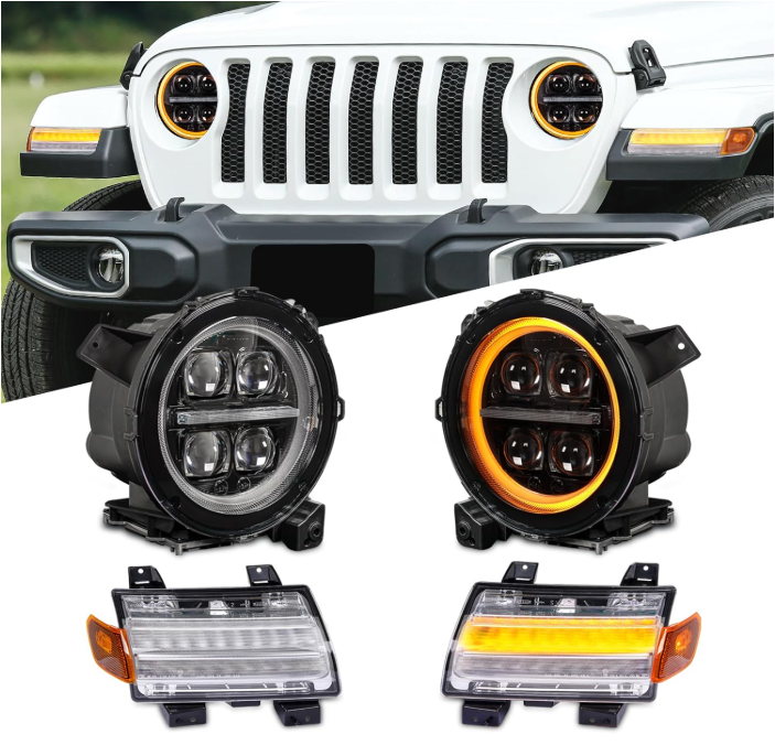 Archaic LED Headlights Assembly For Jeep wrangler JL /jeep gladiator JT2018-2024(4 Projectors)