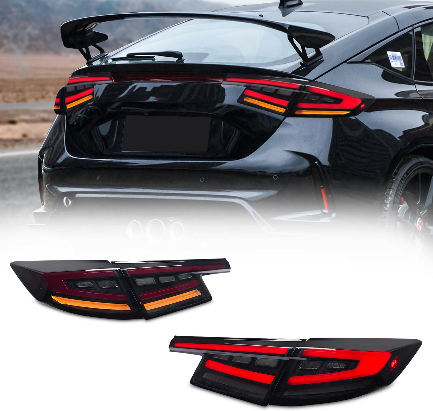 LED Tail Lights for 2022-2024 Honda Civic Hatchback /Type-R, Tail Light Assembly for 11th Gen Civic (2022-2024)