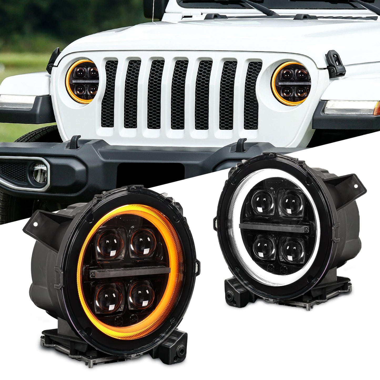 Archaic LED Headlights Assembly For Jeep wrangler JL /jeep gladiator JT2018-2024(4 Projectors)
