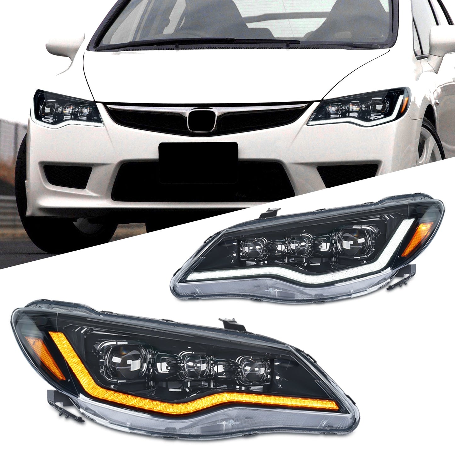 Archaic Honda Civic FD Headlights for Civic FD1, FD2 type-R (2006-2012)(LHD/ RHD)