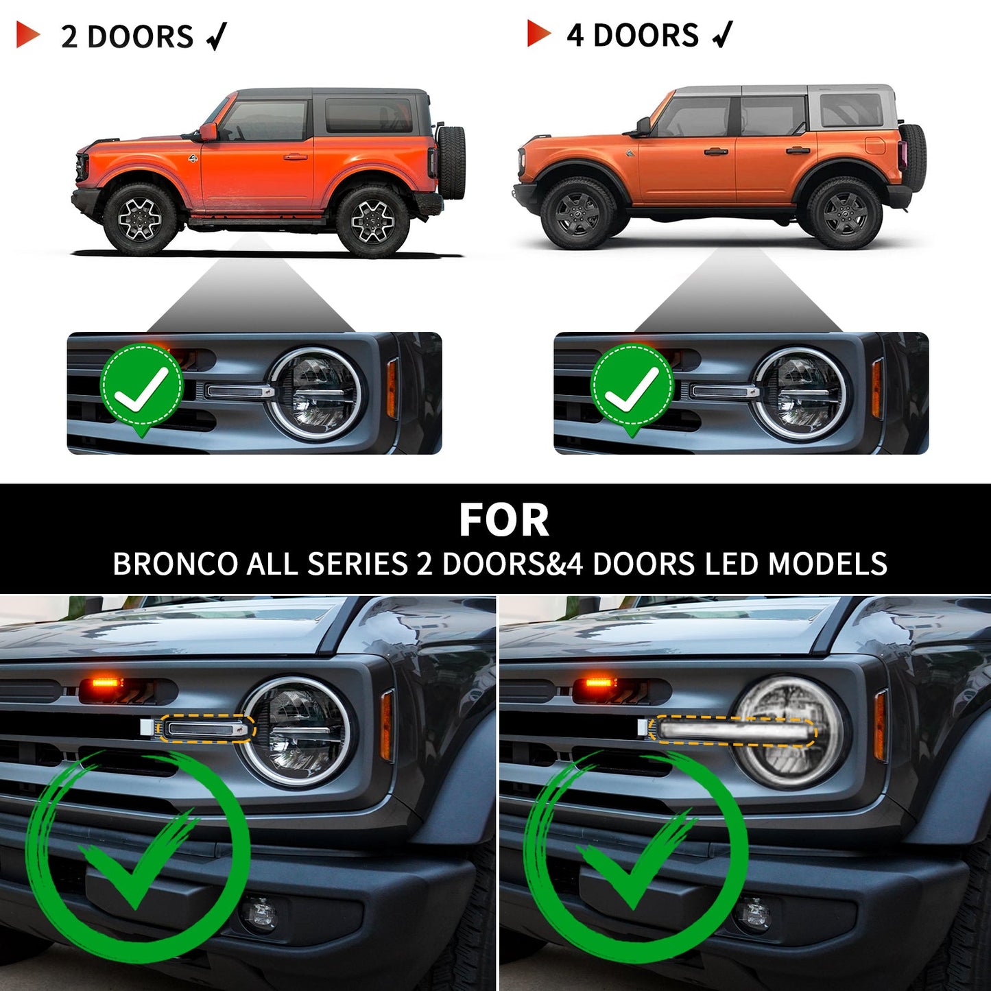 Raptor Version Full LED Headlights Assembly For Ford Bronco 2021-2023 2/4-Door