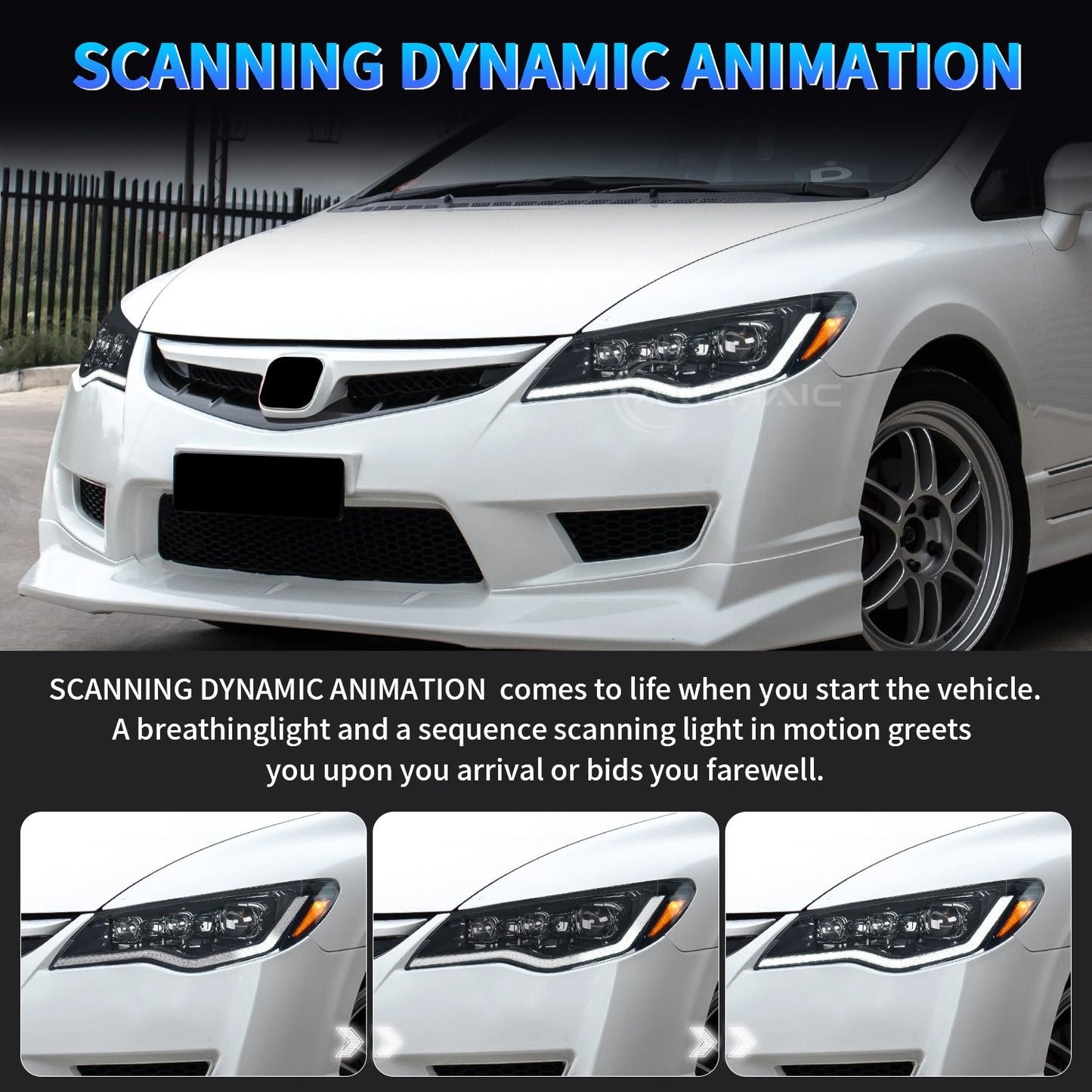 Archaic Honda Civic FD Headlights for Civic FD1, FD2 type-R (2006-2012)(LHD/ RHD)