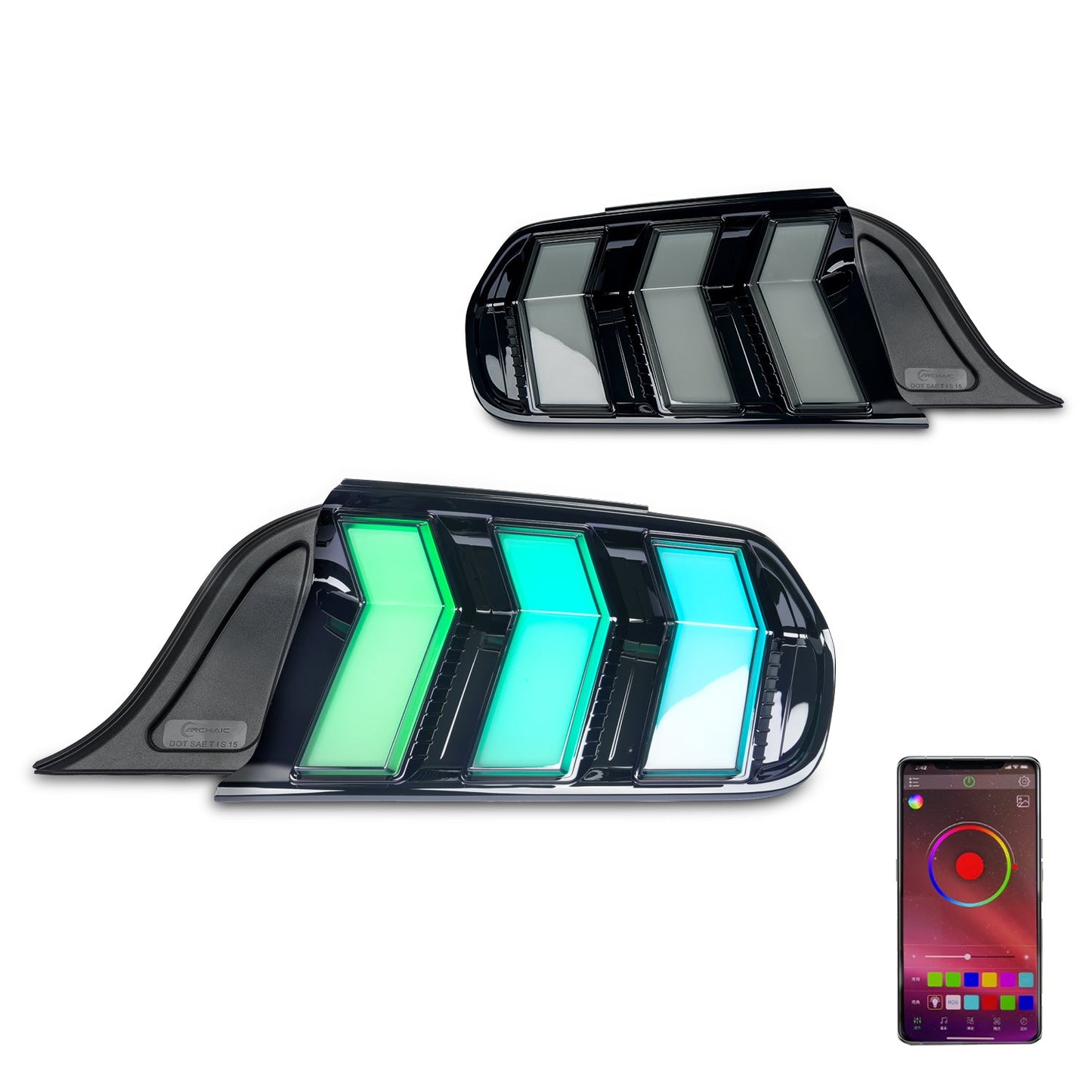 Tail Light Assembly for 2015-2023 Ford Mustang Shelby GT350 GT500 Amber Turn Signal RGB Style