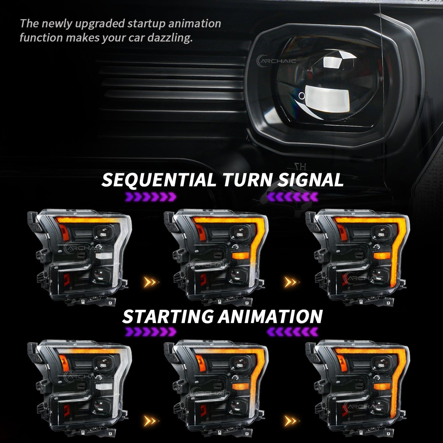 Full LED Headlights Assembly For Ford F-150 Raptor 2015-2020, F DRL Style 【On pre-sale, shipping next month】
