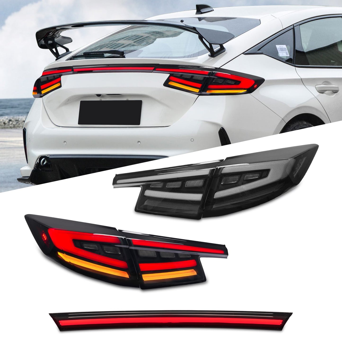 LED Tail Lights for 2022-2024 Honda Civic Hatchback /Type-R, Tail Light Assembly for 11th Gen Civic (2022-2024)
