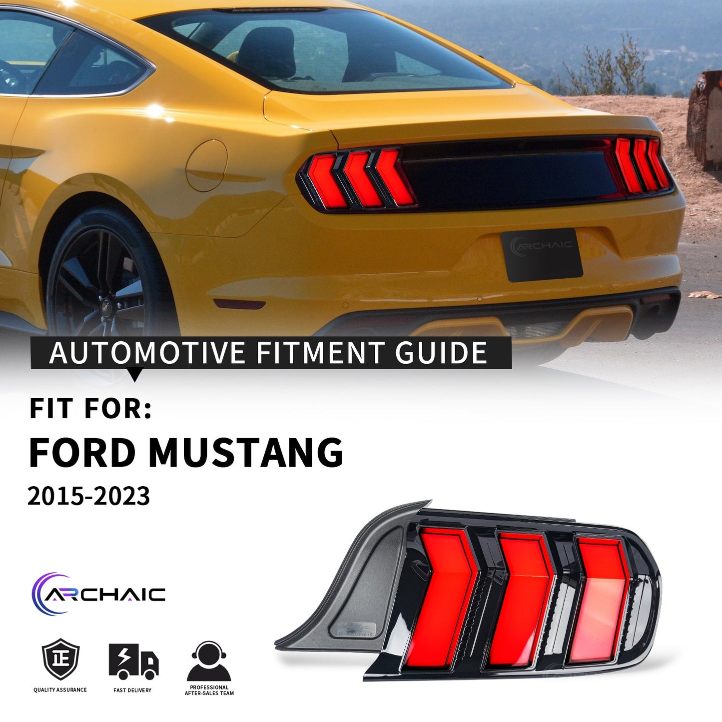 Tail Lights Assembly for 2015-2023 Ford Mustang Shelby GT350 GT500 Amber turn signal
