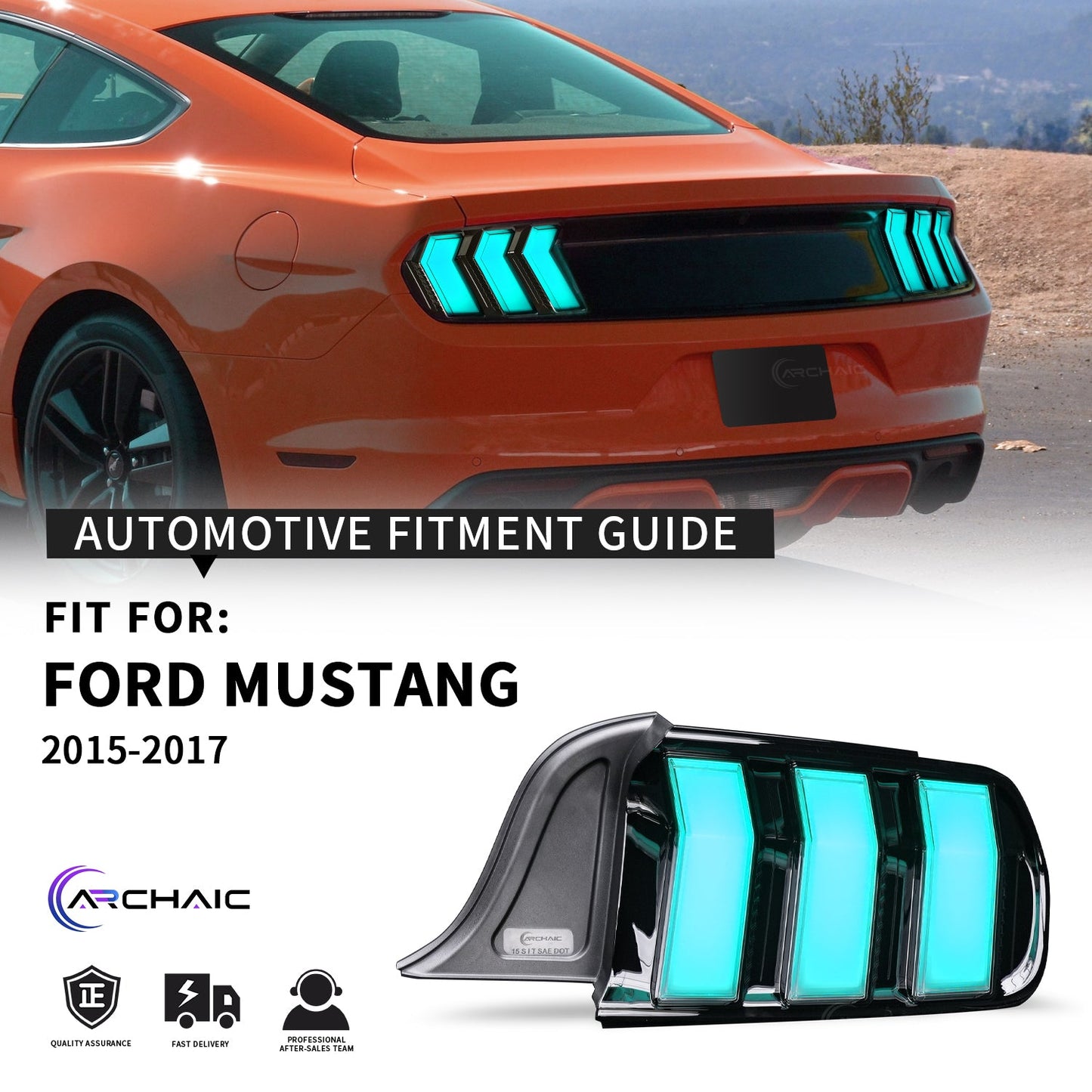 Tail Light Assembly for 2015-2023 Ford Mustang Shelby GT350 GT500 Amber Turn Signal RGB Style