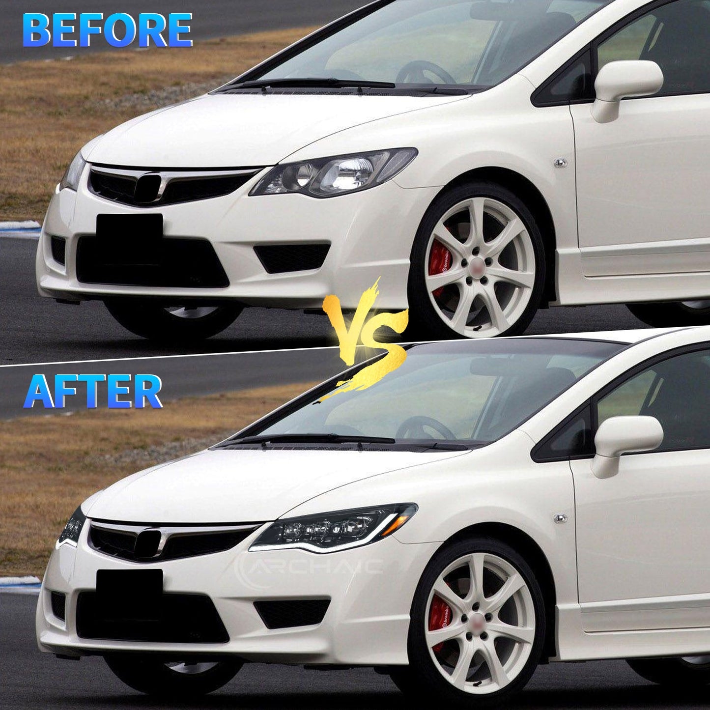 Archaic Honda Civic FD Headlights for Civic FD1, FD2 type-R (2006-2012)(LHD/ RHD)