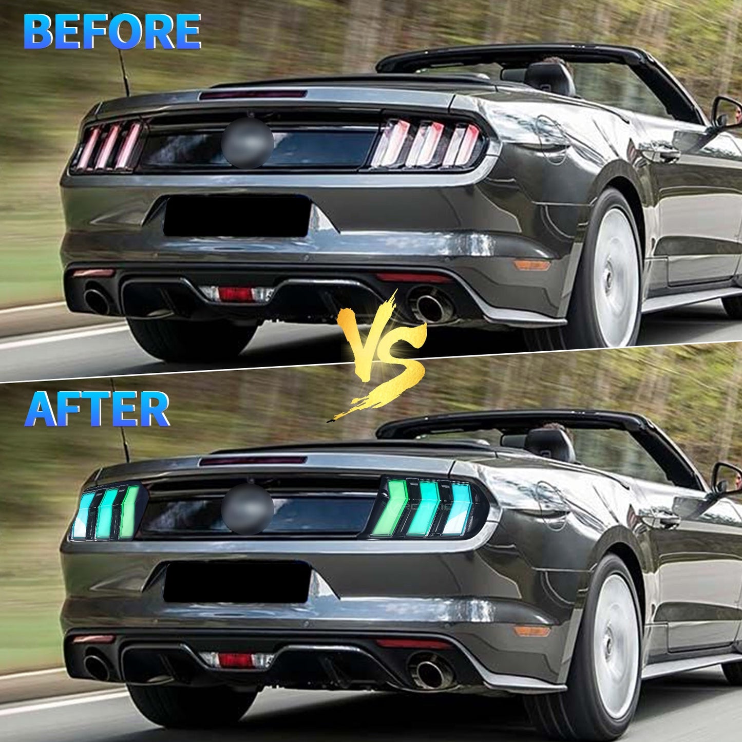 Tail Light Assembly for 2015-2023 Ford Mustang Shelby GT350 GT500 Amber Turn Signal RGB Style