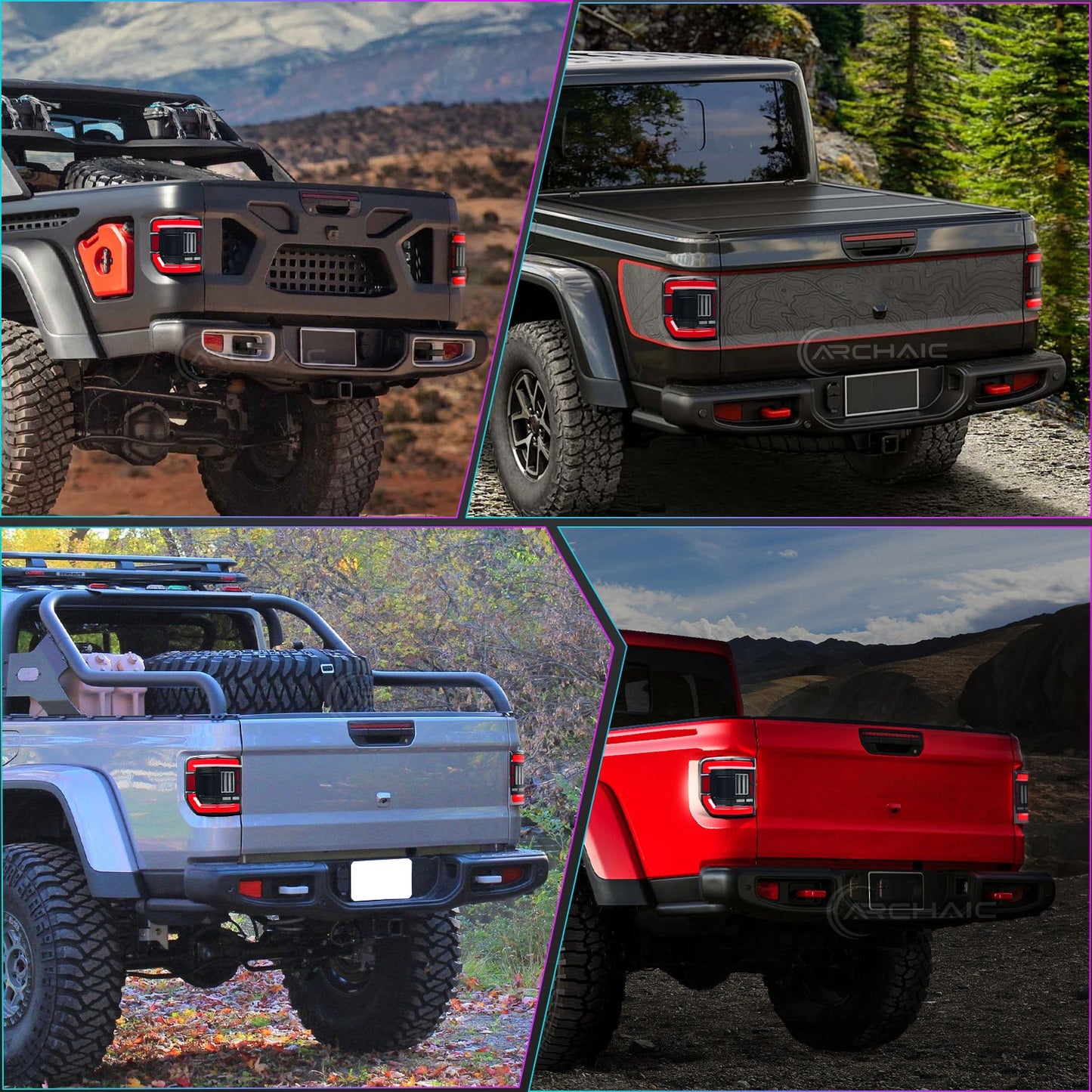 LED Tail Light for Gladiator with Reverse Brake Light, Compatible with 2019-2023 Jeep Gladiator