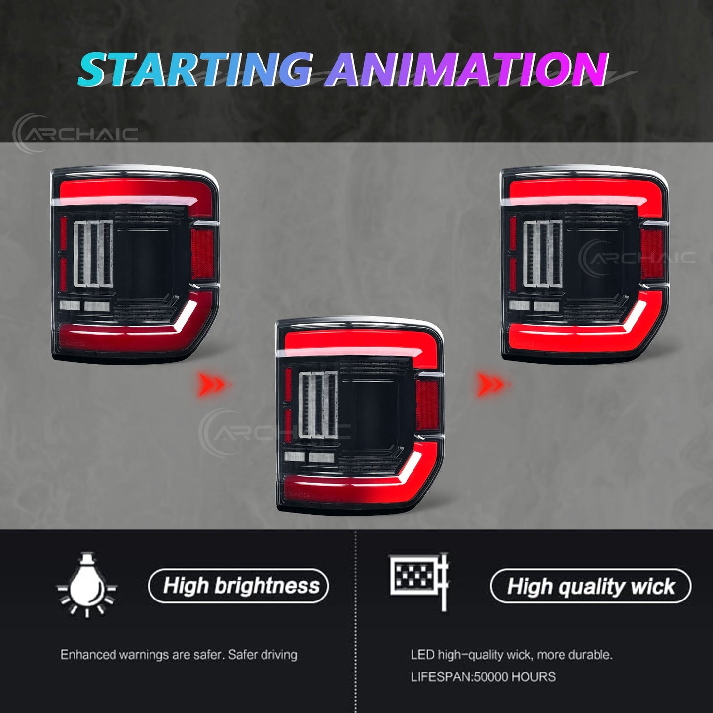 LED Tail Light for Gladiator with Reverse Brake Light, Compatible with 2019-2023 Jeep Gladiator