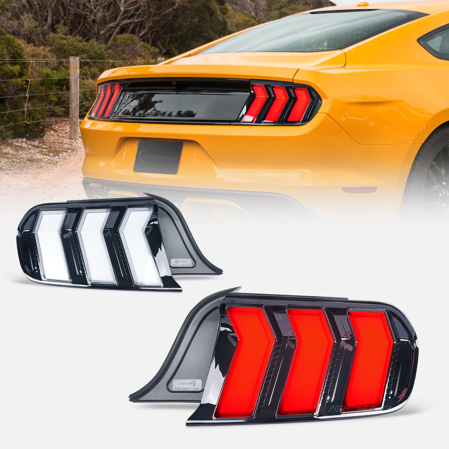 Tail Lights Assembly for 2015-2023 Ford Mustang Shelby GT350 GT500 Amber turn signal