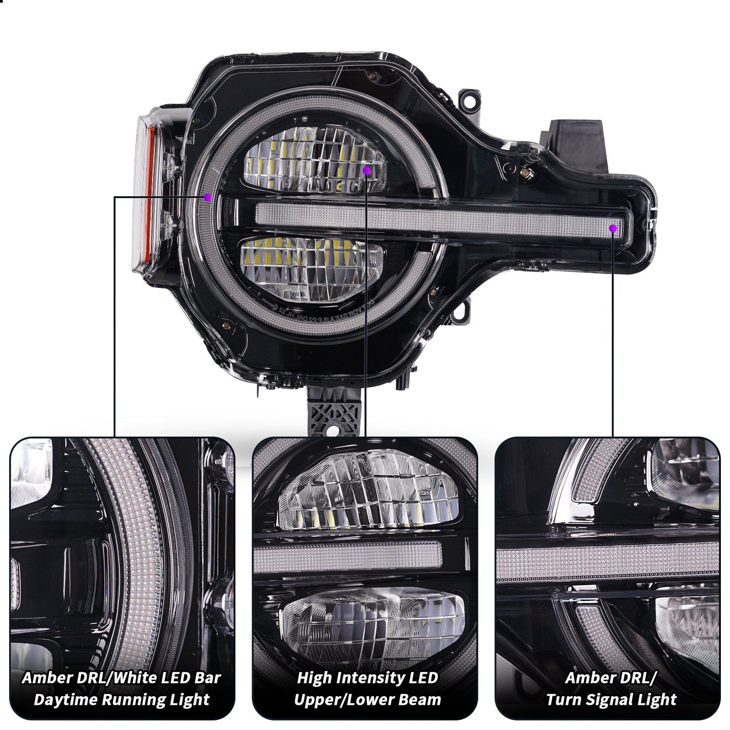 Raptor Version Full LED Headlights Assembly For Ford Bronco 2021-2023 2/4-Door