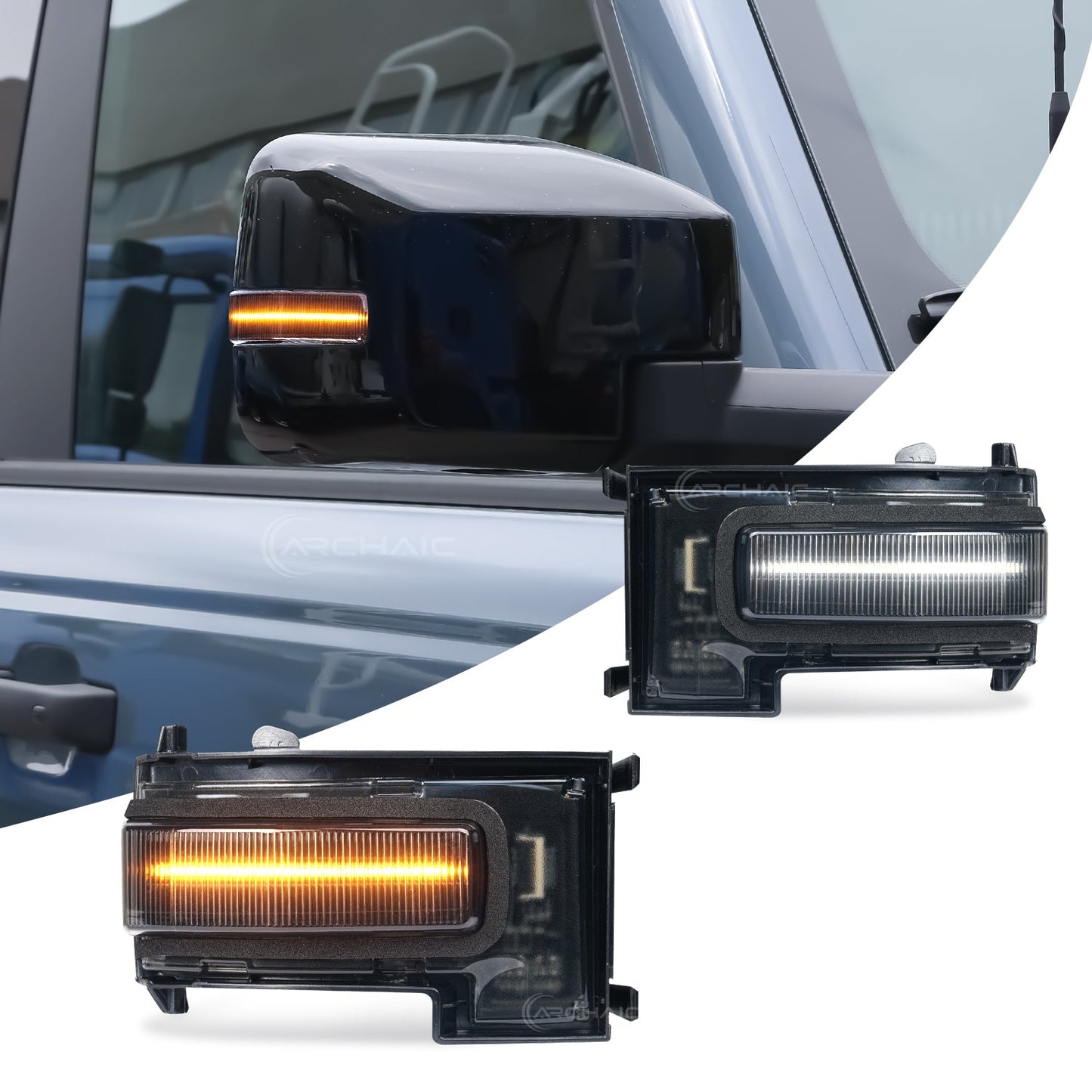 LED Mirror Lights for 2021-2025 Ford Bronco 2/4 Door,Warning Lamp w Animation